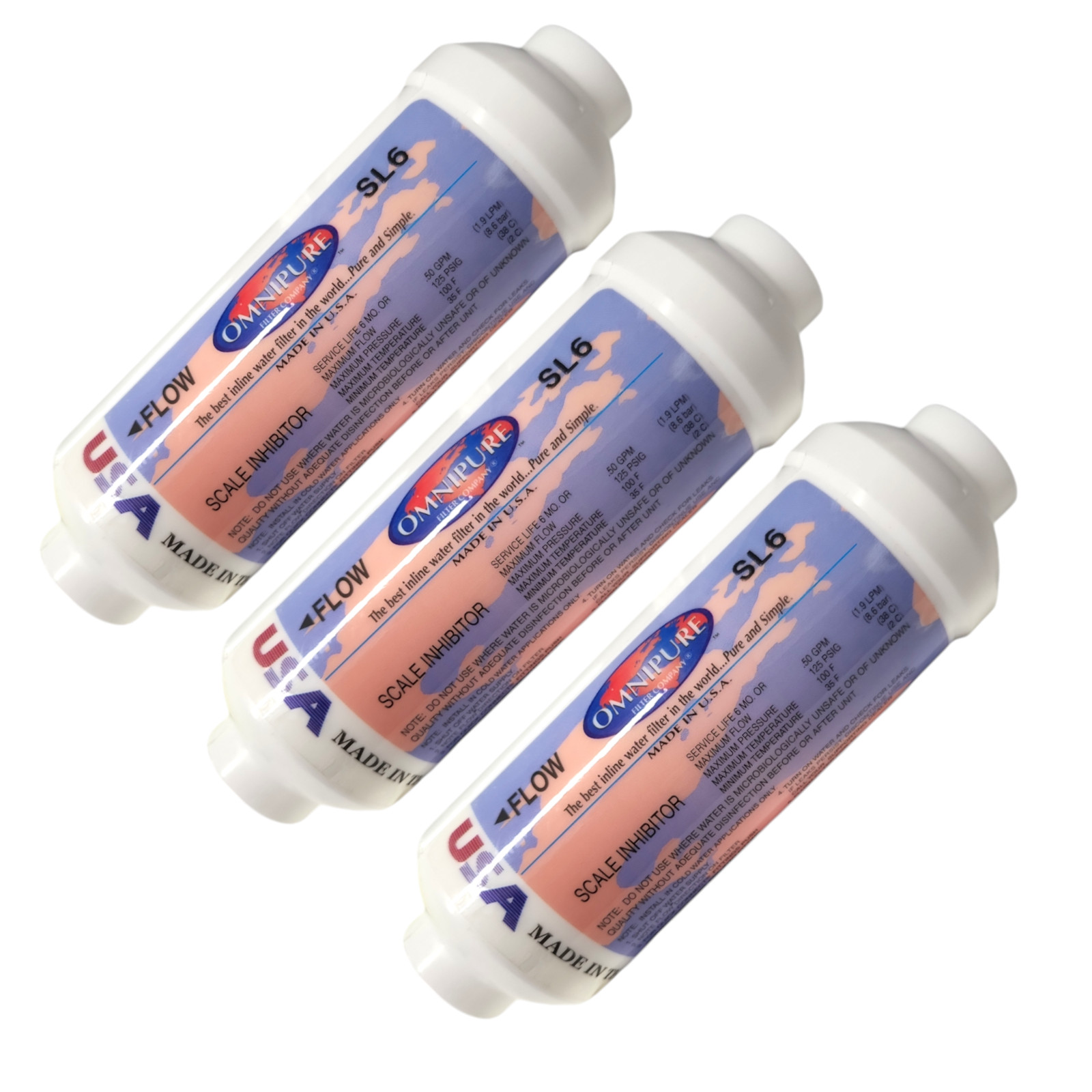 Omnipure SL6 Inline Icemaker- 6″ x 2″Filter All Phosphate 1/4″ Female Thread