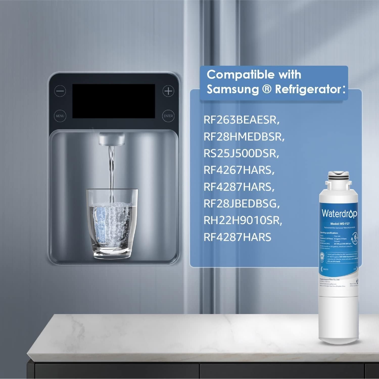 Waterdrop DA29-00020B Refrigerator Water Filter, Replacement for Samsung HAF-CIN