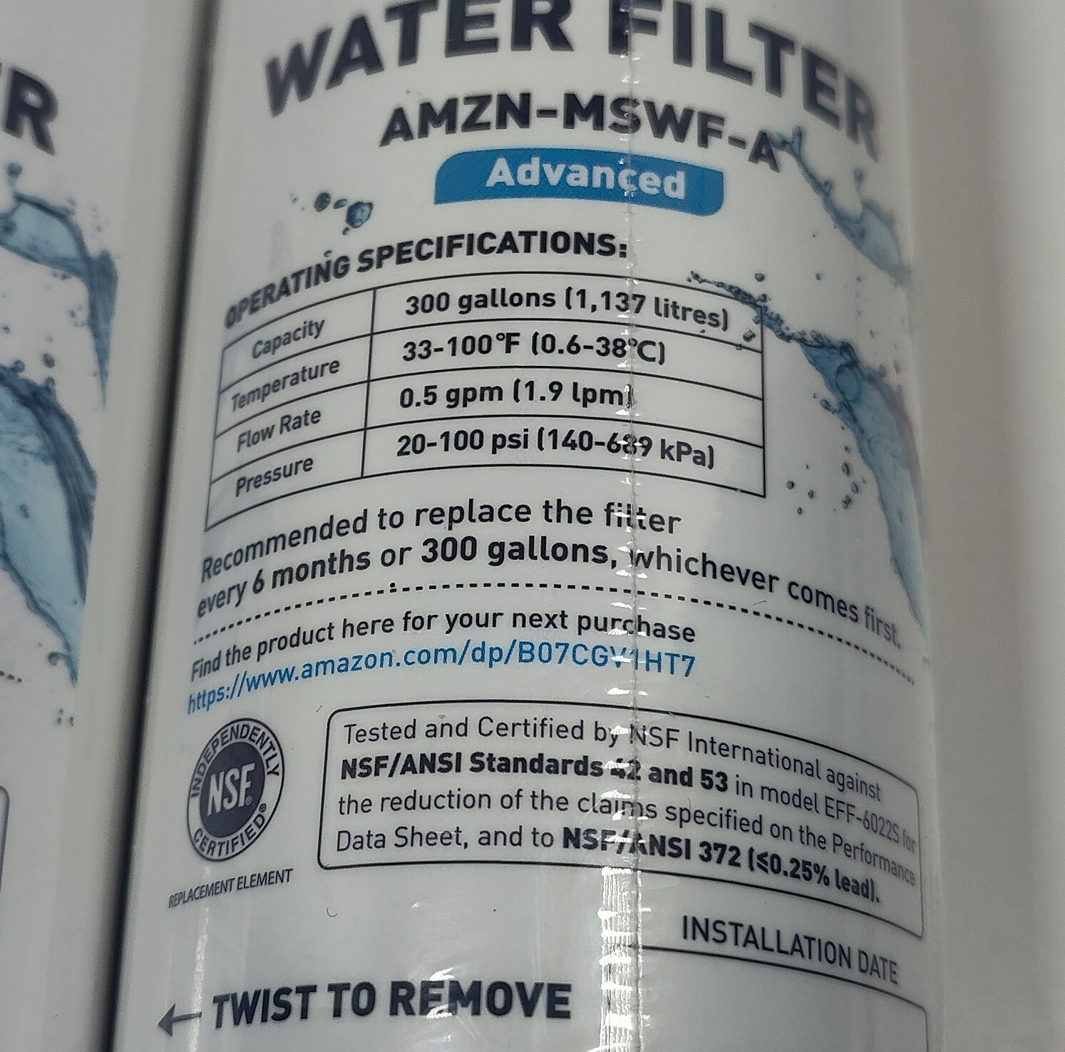 Three Pack – Amazon Refrigerator Water Filters AMZN-MSWF-A NEW / SEALED Qty. 3