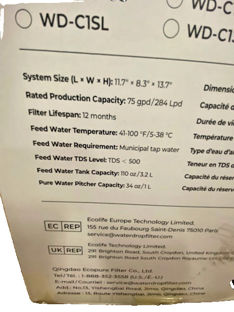 Waterdrop CoreRO Countertop Reverse Osmosis System 6-Stage RO Filtration, WD-C1S