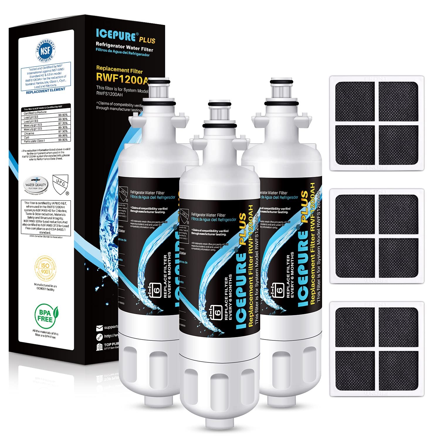 ICEPURE PLUS 9690 NSF/ANSI 53 NSF/ANSI 42Certified Compatible with LG LT700P…