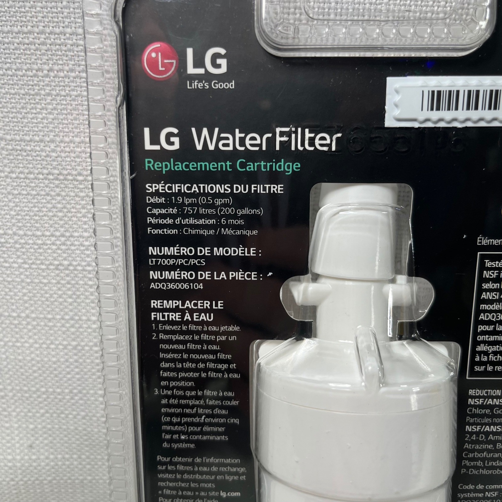 LG LT700P Refrigerator Water Filter ADQ36006104 Replacement Cartridge Genuine