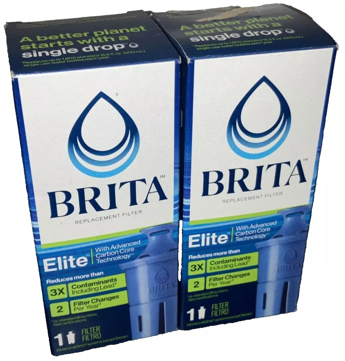 BRITA Elite Replacement Filters 2 Filters (BRAND NEW FACTORY SEALED IN BOX)