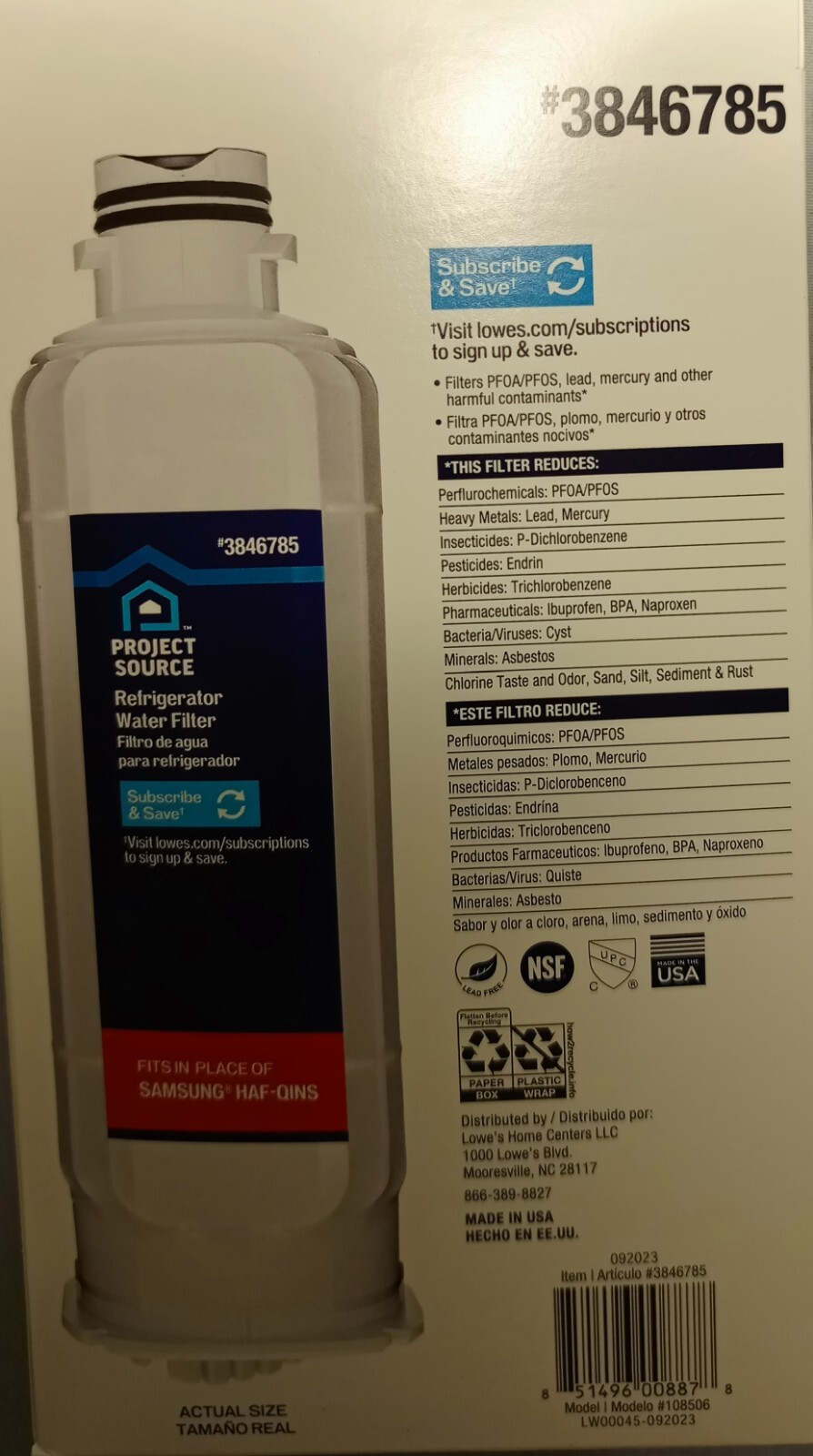 Project Source 3846785 Refrigerator Water Filter 4 Pack (2 Packs Of 2)