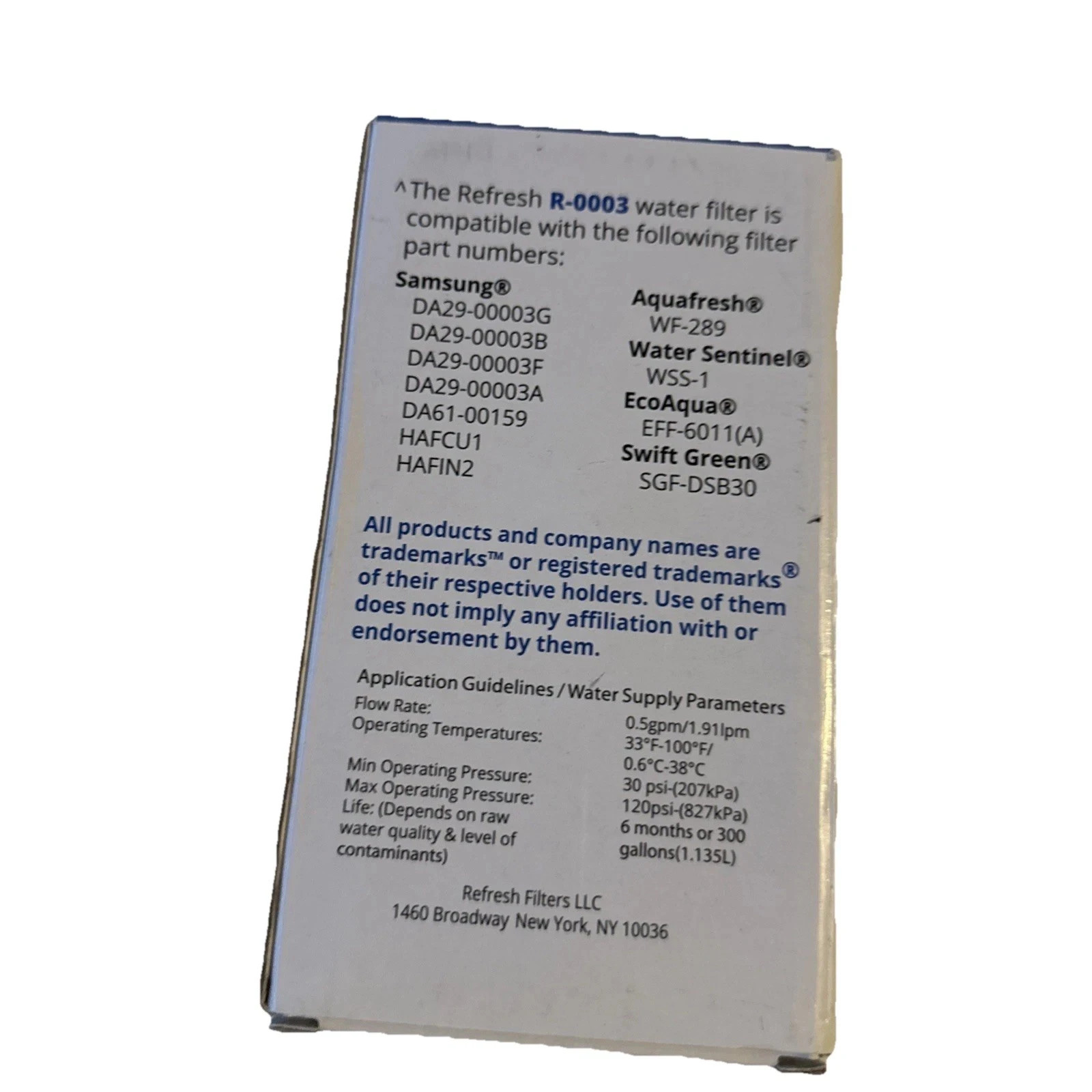 Refresh R-0003 Water Filter for Samsung Aqua-Pure DA29-00003G DA29-00003F & More