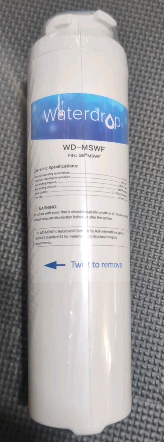 Waterdrop MSWF Replacement Refrigerator Water Filter, FOR GE