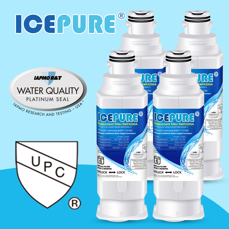 Icepure Fit For Samsung DA97-17376B HAF-QIN DA97-08006C Water Filter 4Pack