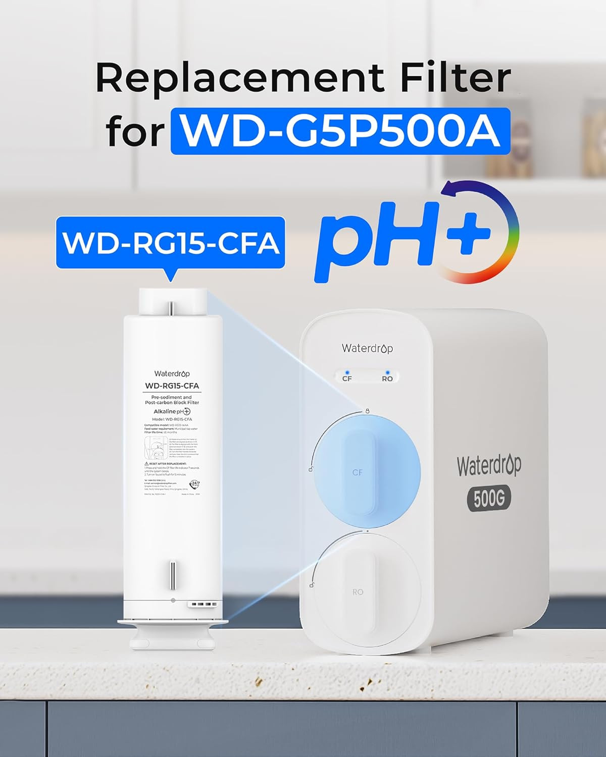 G5P500A-CF Filter, Replacement for G5P500A Undersink Reverse Osmosis System, 6-