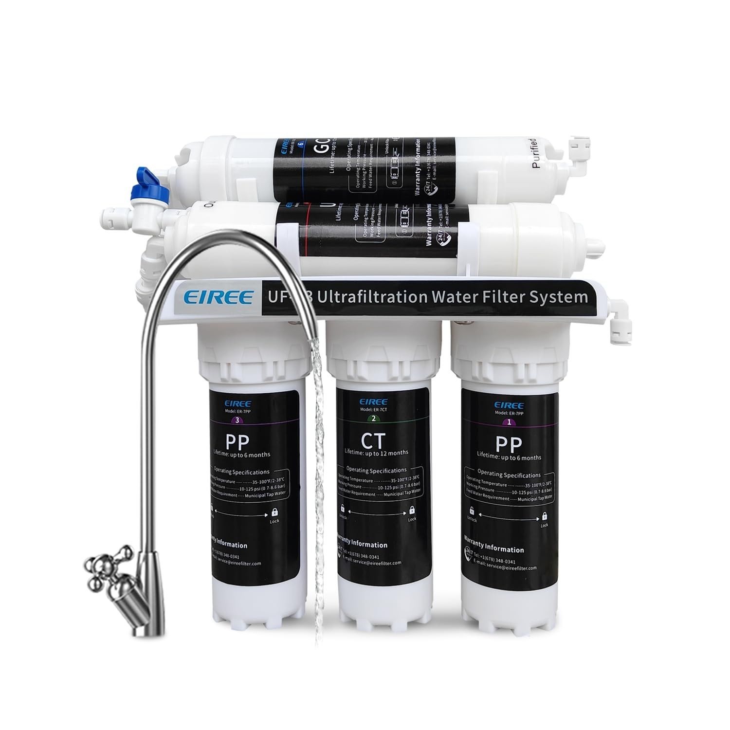 Ultra Filtration Under Sink Water Filter System – 6 Stage, Reduces Chlorine, Odo