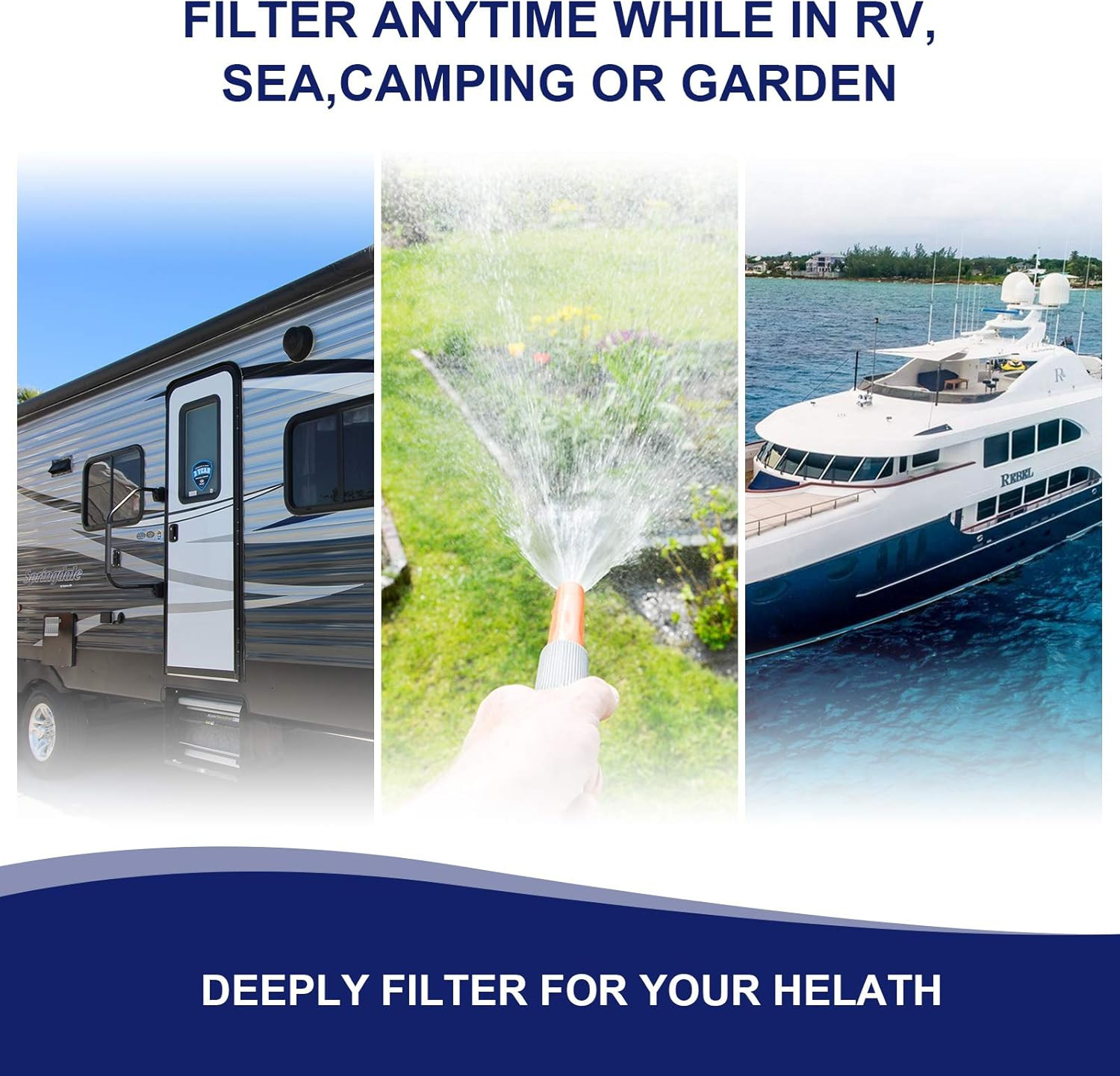 RV Camper Inline Water Filter, 2 Packs Marine Garden Camping Water Hose KDF Filt