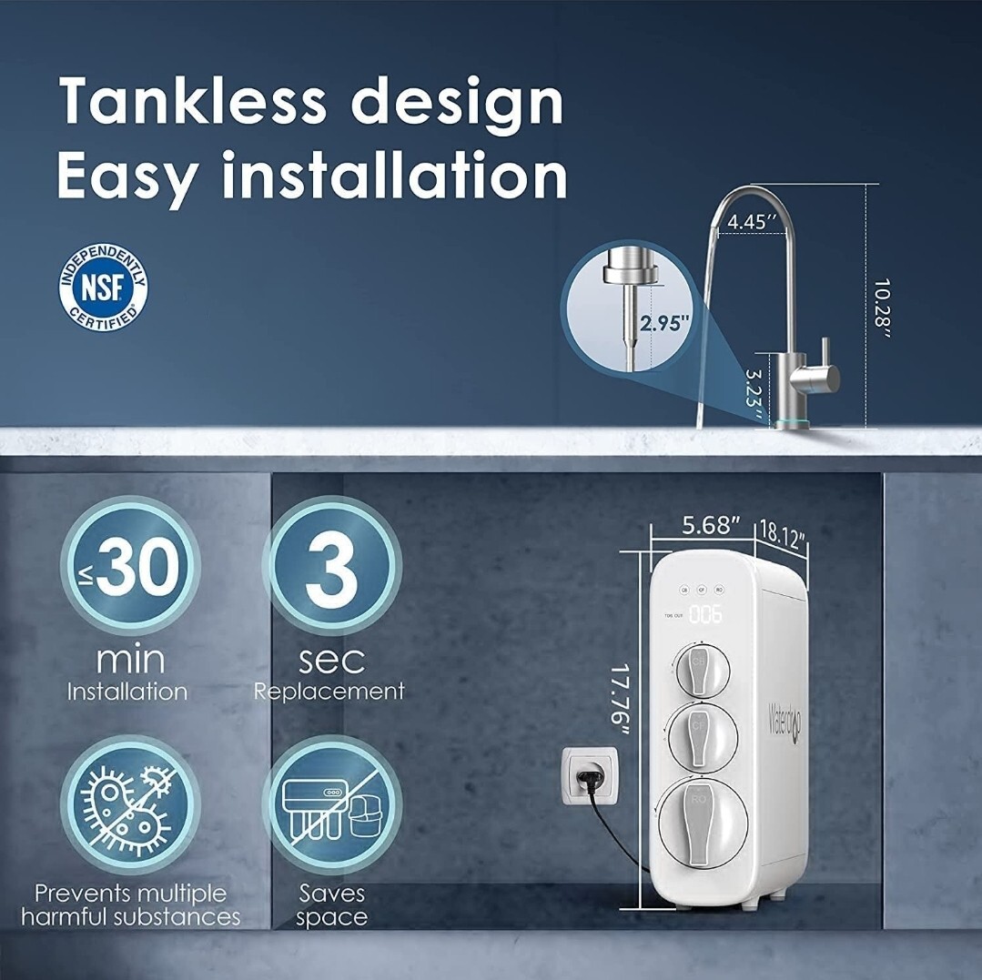 WATERDROP G3 Undersink Reverse OSMOSIS System NSF Certified Smart LED Faucet NEW