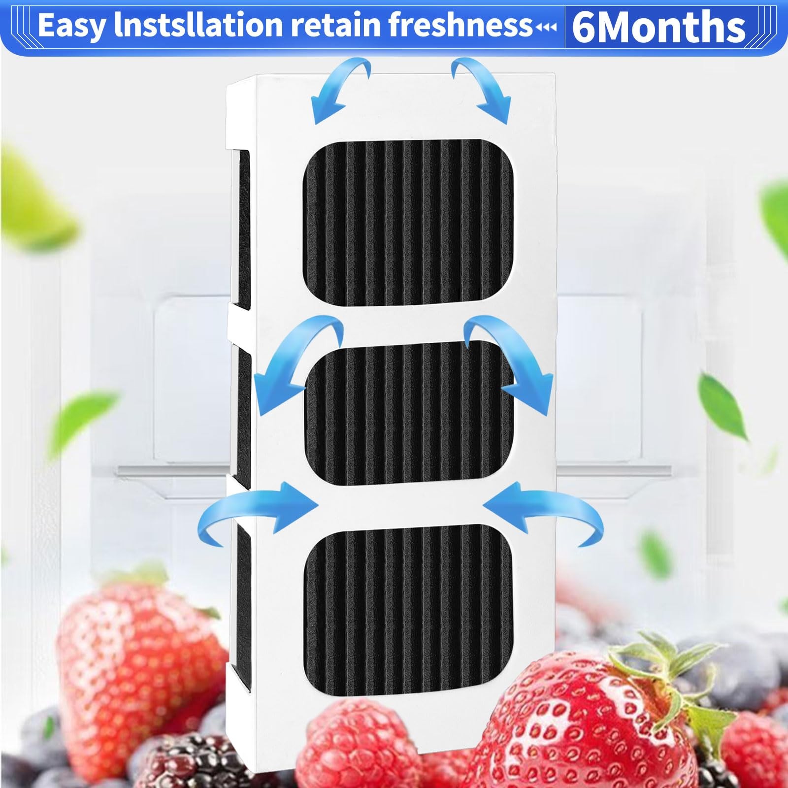 4 Pack Paultra2 Refrigerator Air Filter Replacement For 4PCS, Black