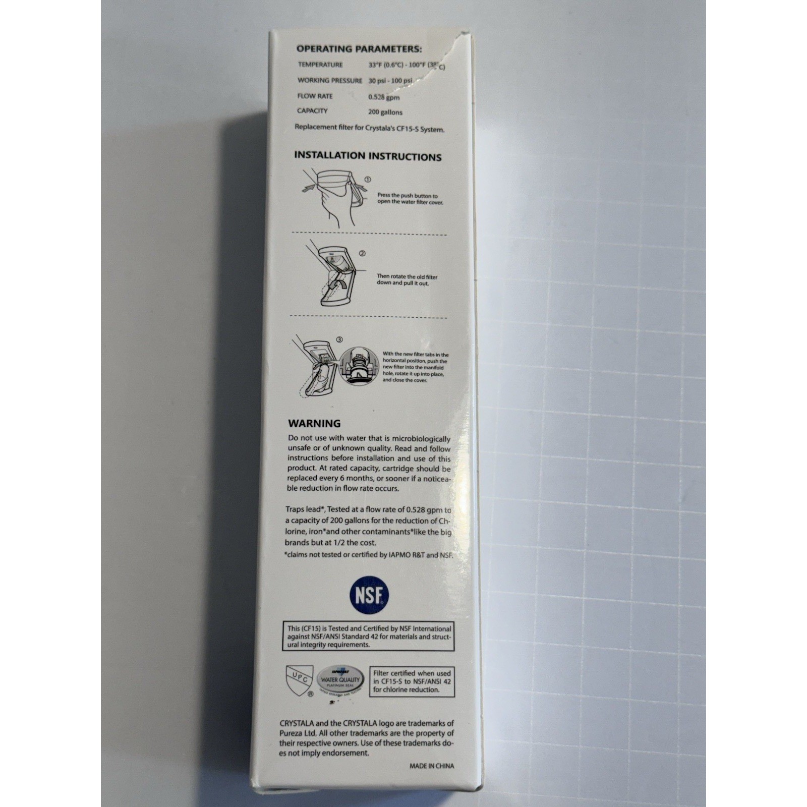 Crystala Premium REFRIGERATOR WATER FILTER CF15 FILTERS: LG LT700P ADQ36006101