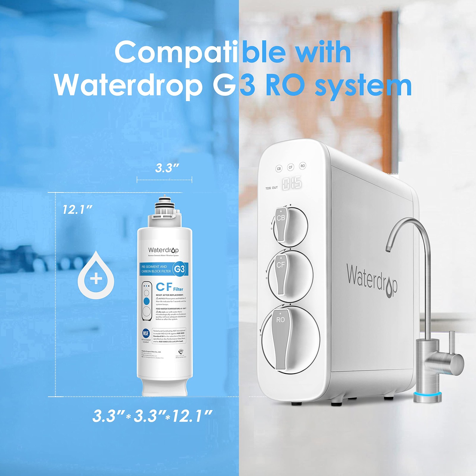 Waterdrop G3 N1CF Filter Replacement for G3 W & G3P600 & G3P800 RO System 6