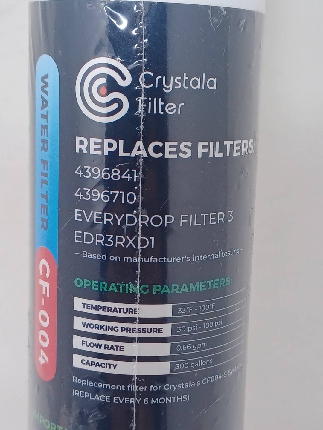 1 Crystala Filter Cf-004, Replacement For 4396841, 4396710, edr3rxd1