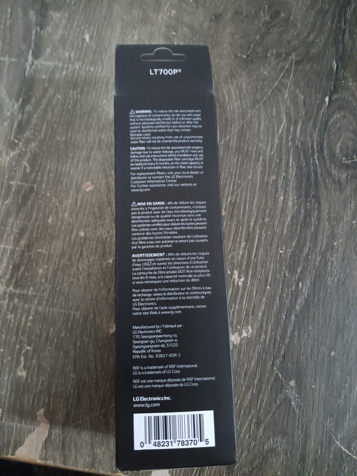 Genuine LG Water Filter Replacement Cartridge LT700P/PC/PCS