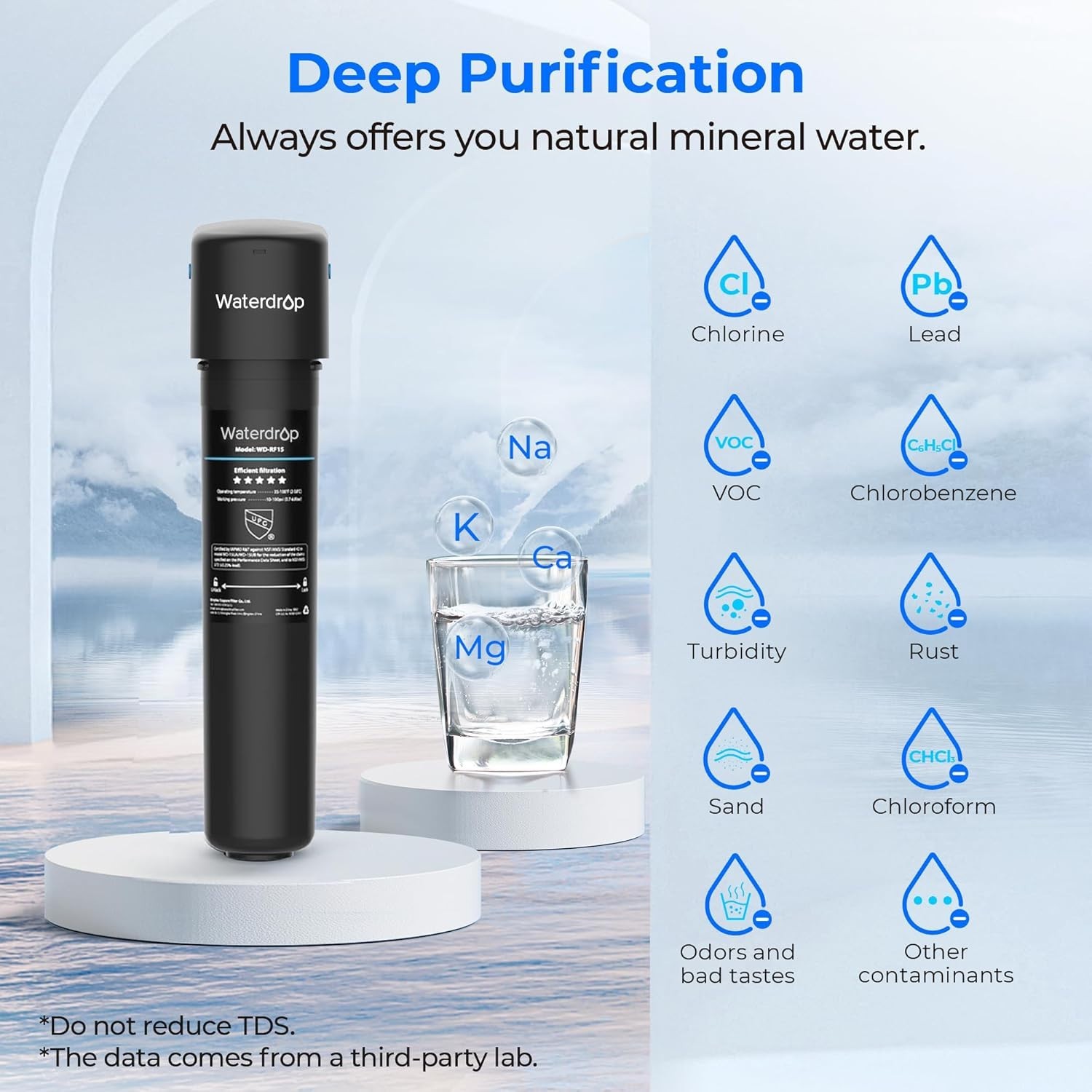 Waterdrop 15UA Under Sink Water Filter System Reduces Lead Chlorine 16K Gallons