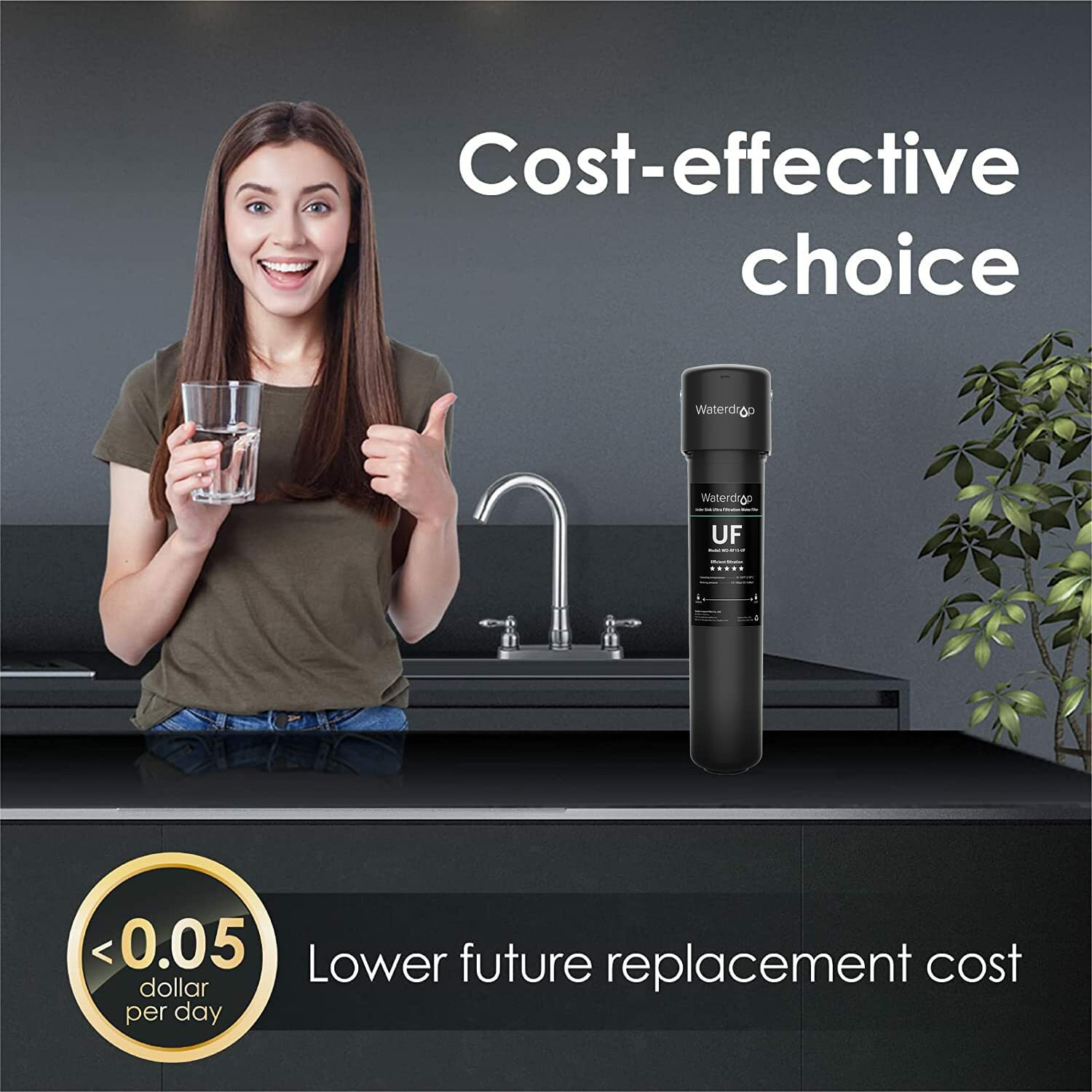 Waterdrop 15UA-UF Filtration Under Sink Water Filter System,NSF 42 Certified