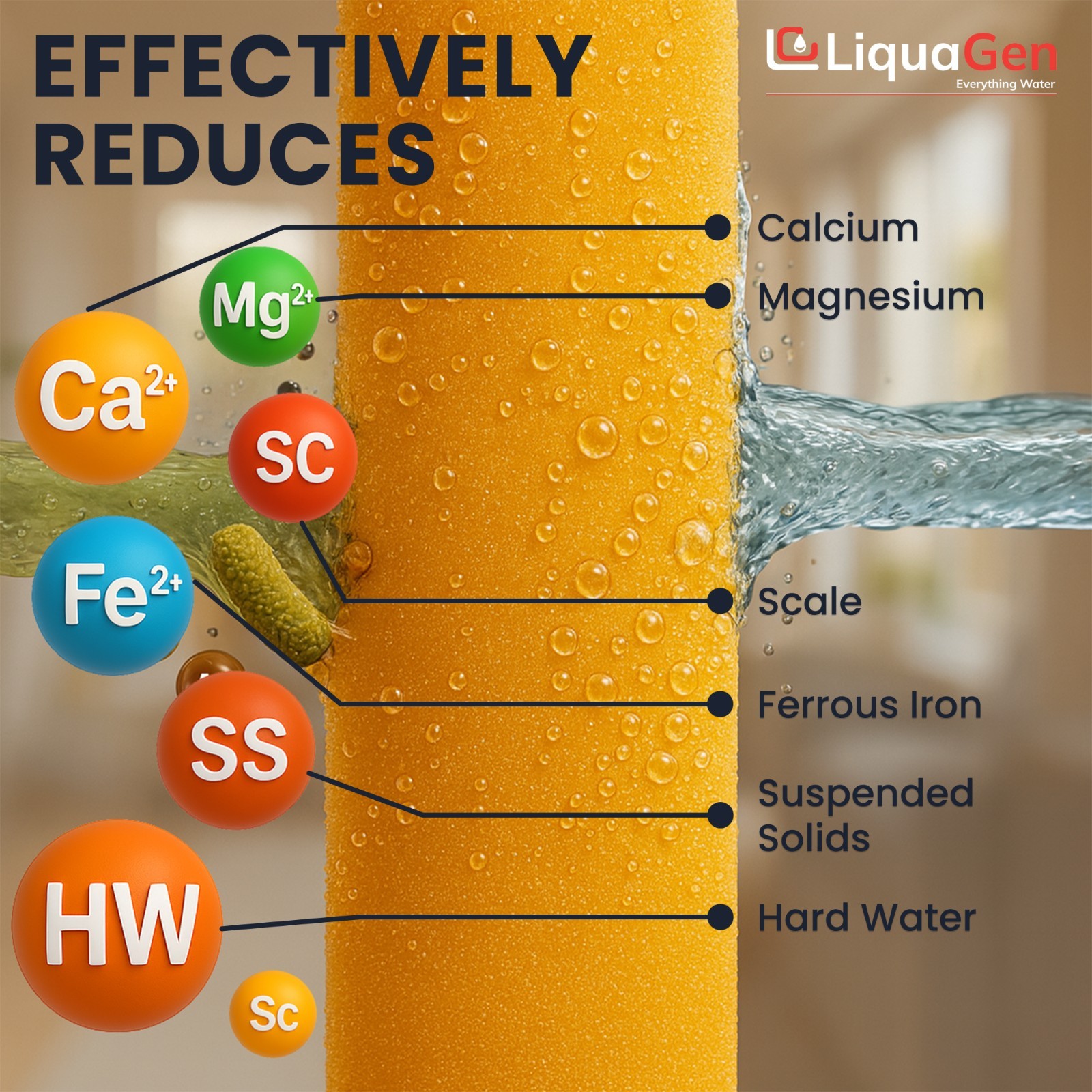 LiquaGen 2.5″x10″ Cation Resin Filter Cartridge – Water Softener for Hardness