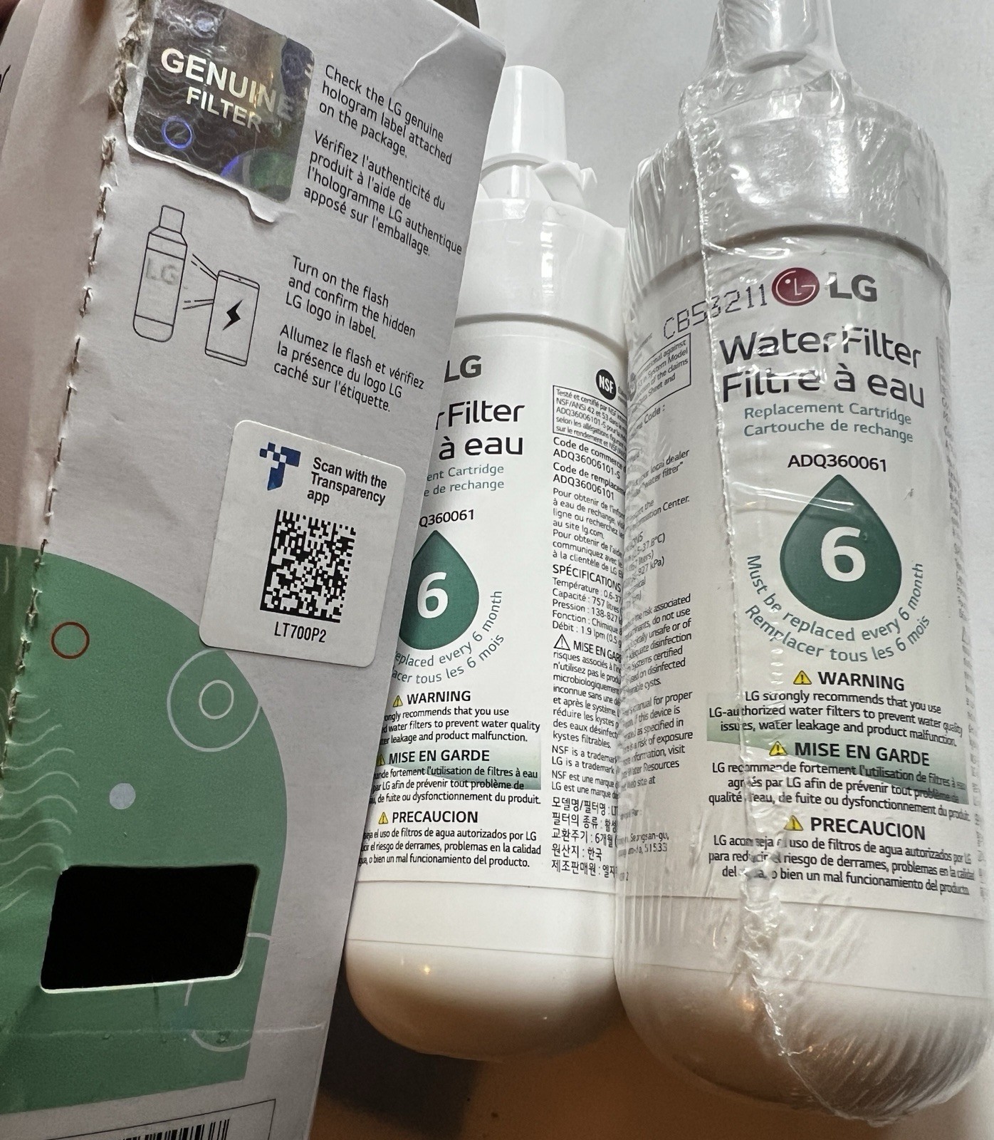 Genuine LG Water Filter 2 Pack fits LG Refrigerator NSF LT700P2 READ