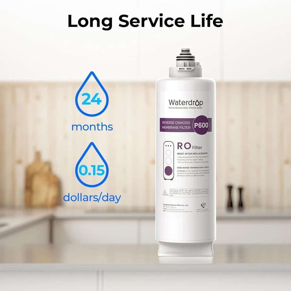 Waterdrop WD-G3P600-RO Filter, Replacement for WD-G3P600 Reverse Osmosis System