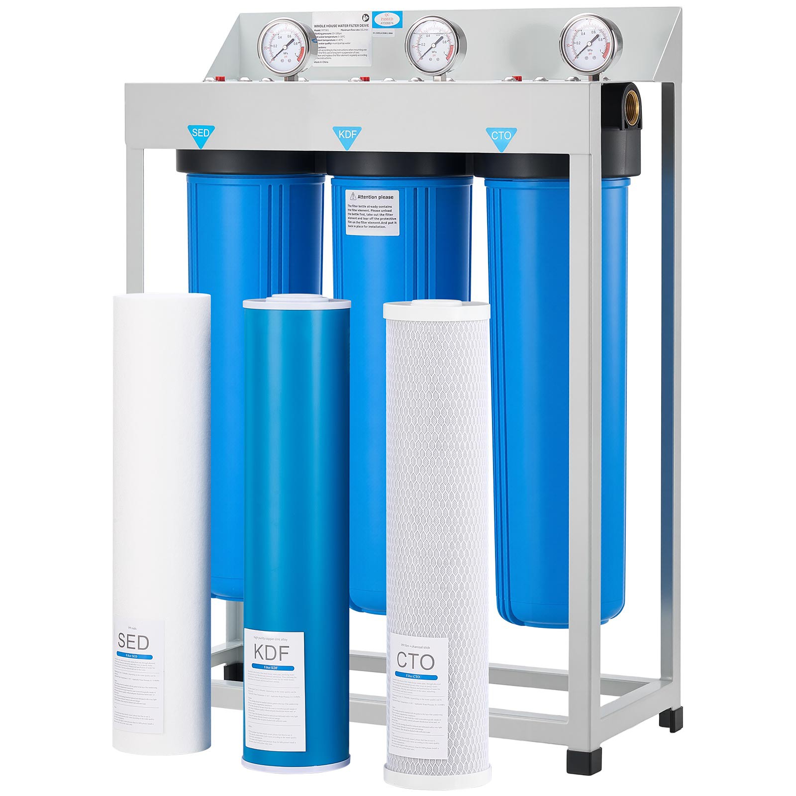 3-Stage Whole House Water Filter System 4.5″ x 20″ KDF Heavy Metal Removal