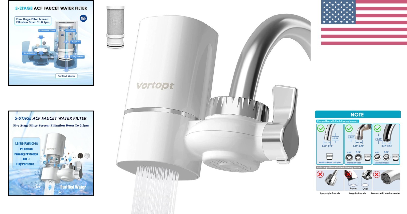 High-Performance 5-Stage Faucet Water Filter | NSF Certified, 400 Gallons