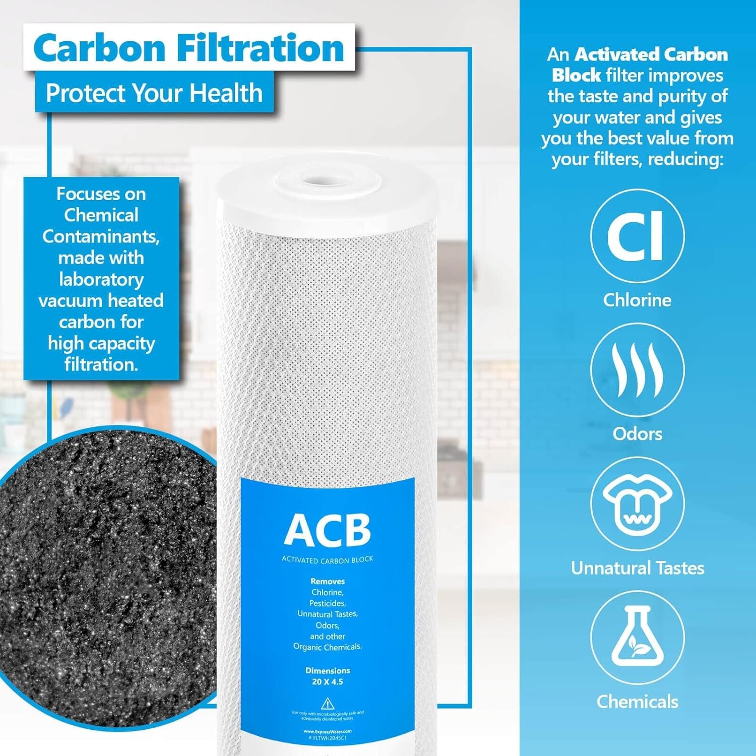 FLTWH2045CKP1 Whole House Replacement Filter, 3 Count (Pack of 1), White