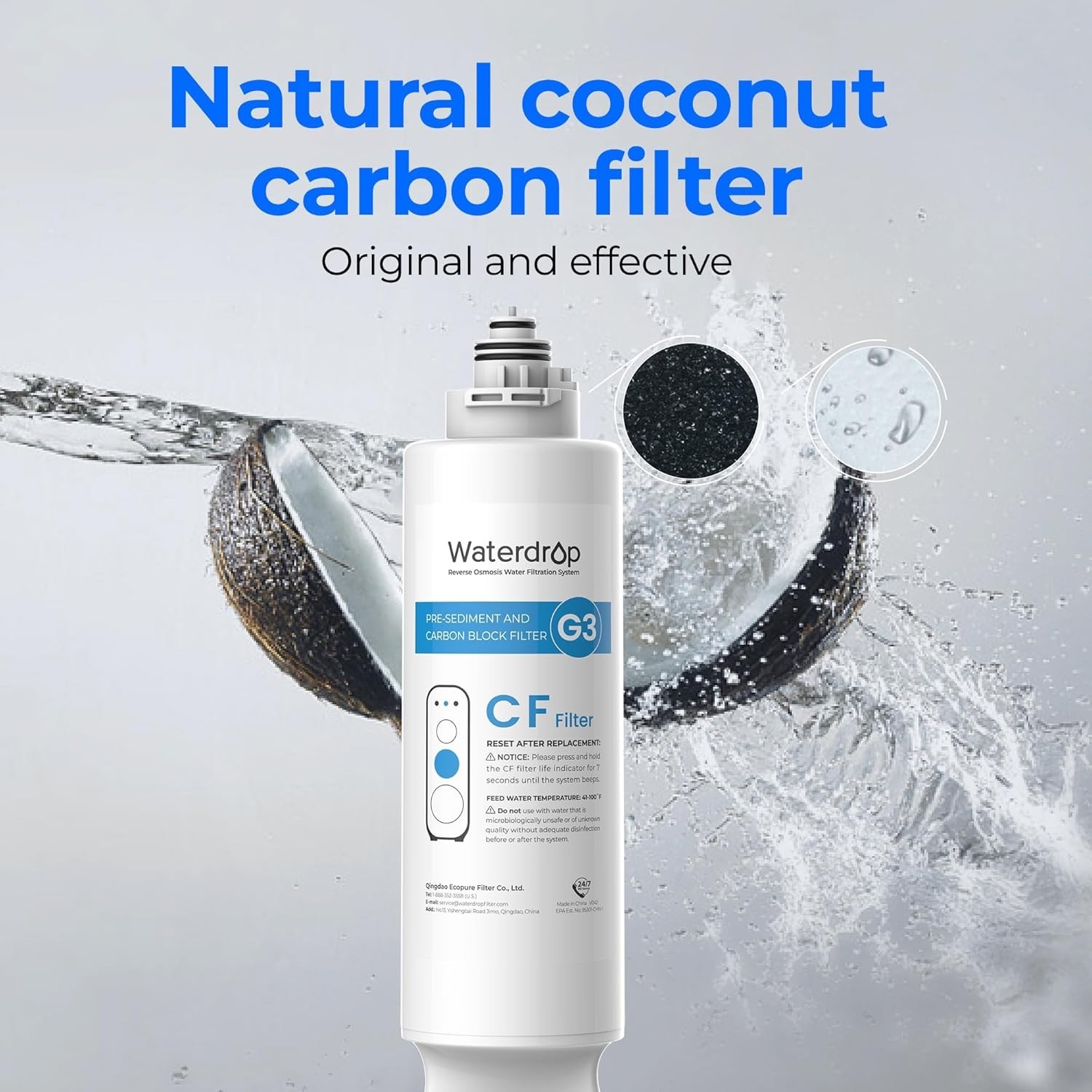 Waterdrop WD-G3-CF Filter, Replacement for WD-G3-W, WD-G3P600 and WD-G3P800-W 2P