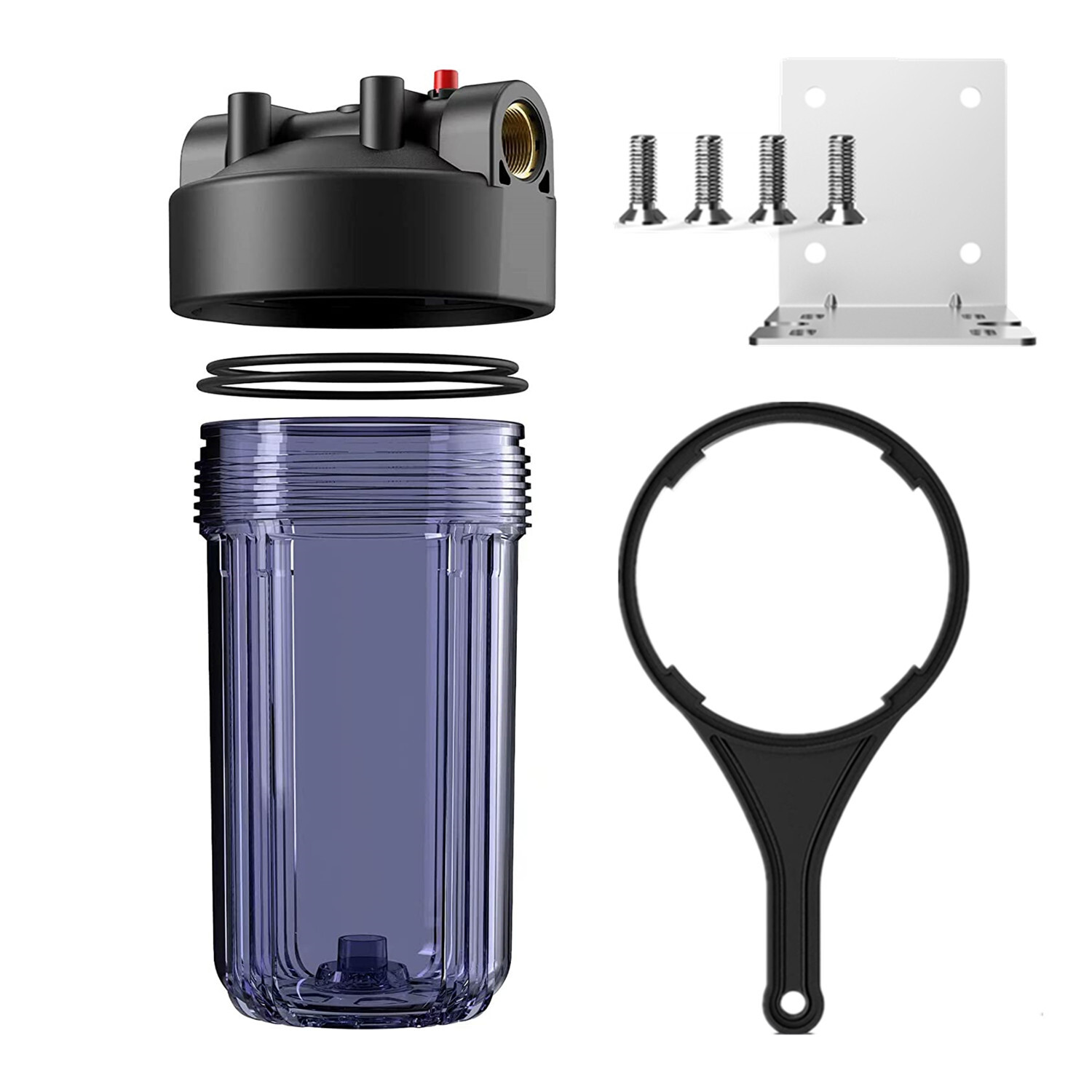 2-Stage 10 Inch Clear Whole House Water Filter Housing 10″ x 4.5″ Filtration Set