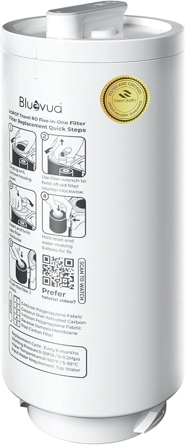 NEW 5-in-1 RO Replacement Filter for RO100ROPOT-Travel System 6-Month Life