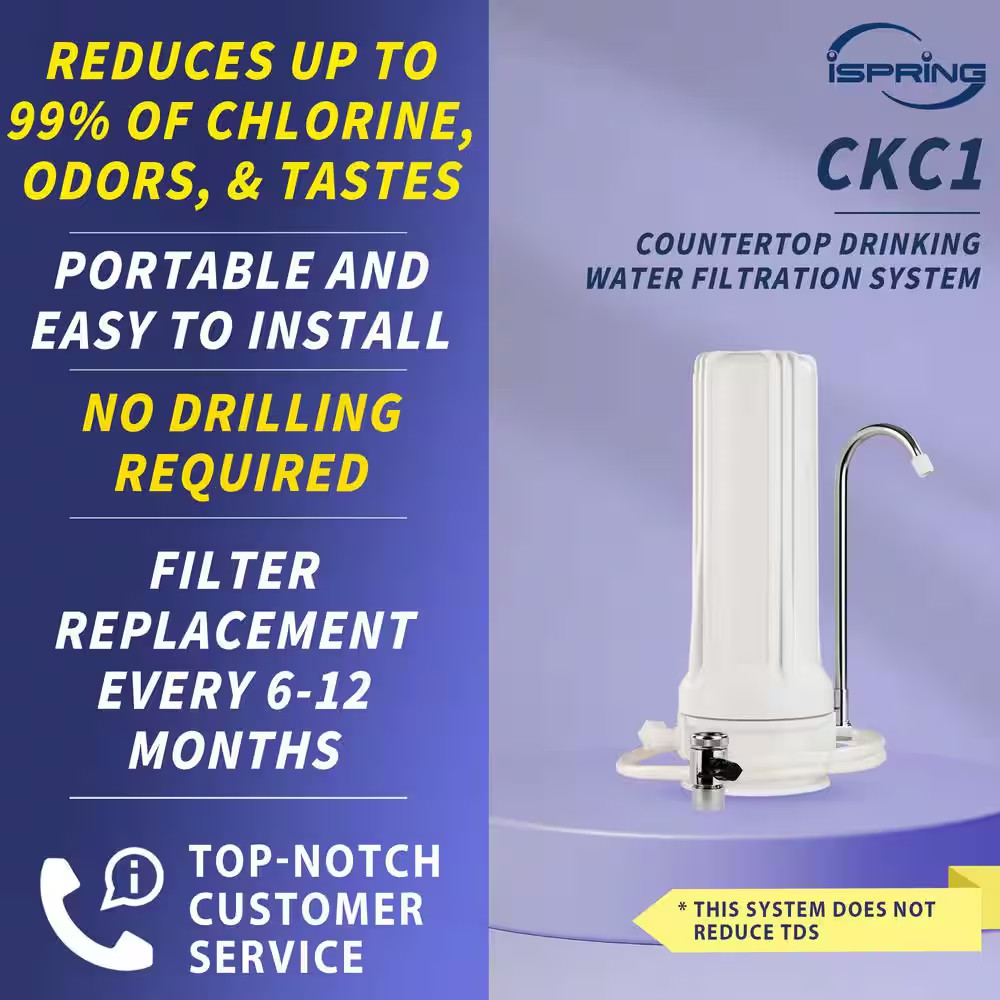 Countertop Drinking Water Filtration System, White Housing – Includes 2.5 In. X