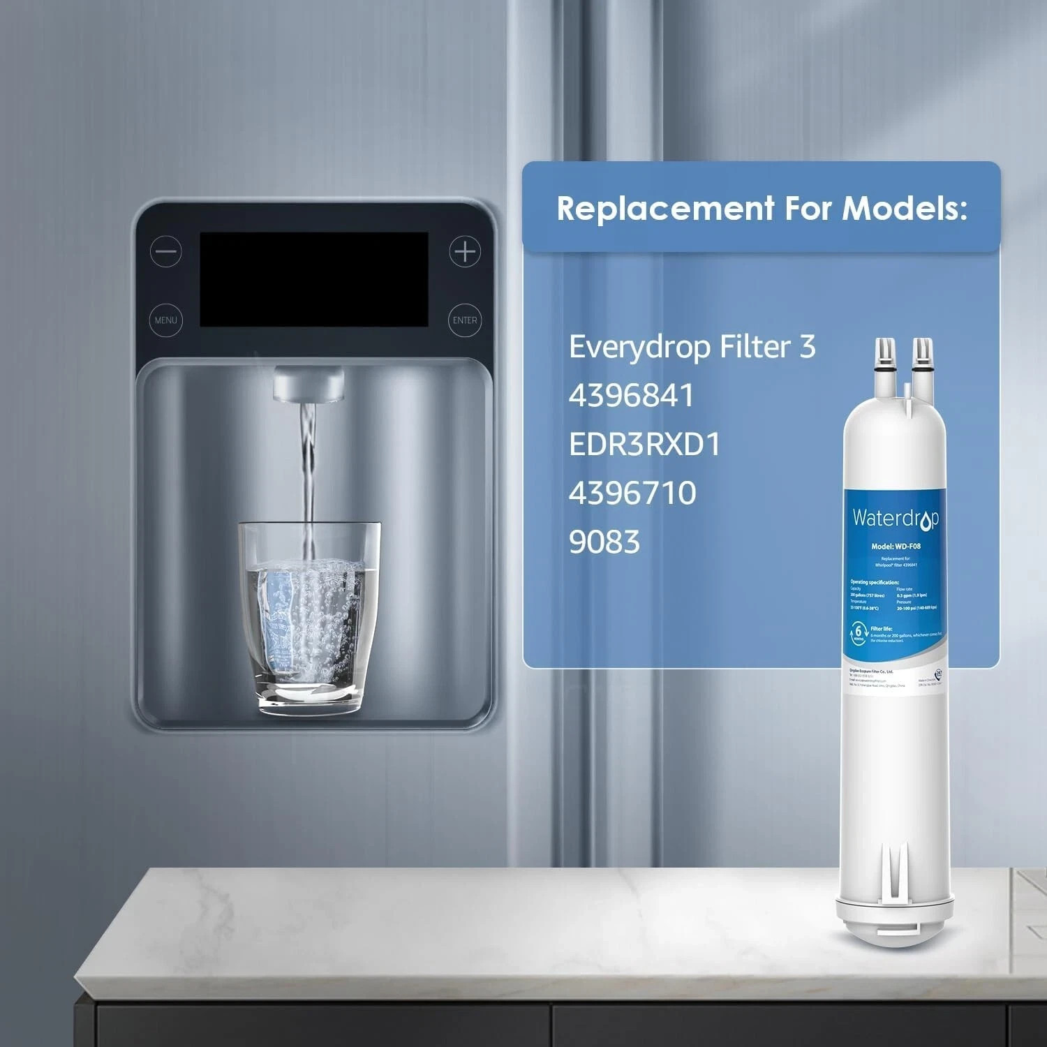 Waterdrop WD-F08 Refrigerator Water Filter, Fits Kenmore® 46-9083, 46-90309 NEW