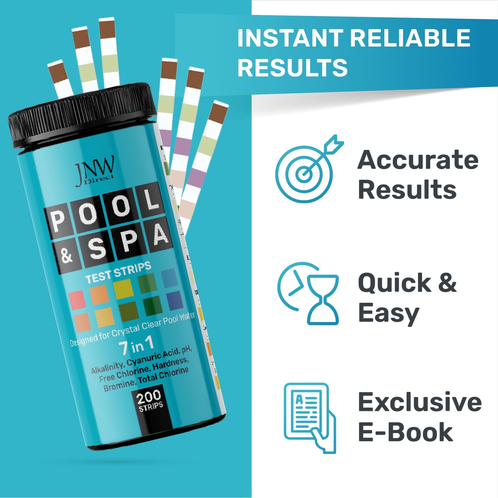 Pool Test Strips 7-in-1, 200 Quick and Accurate Hot Tub 200 strips