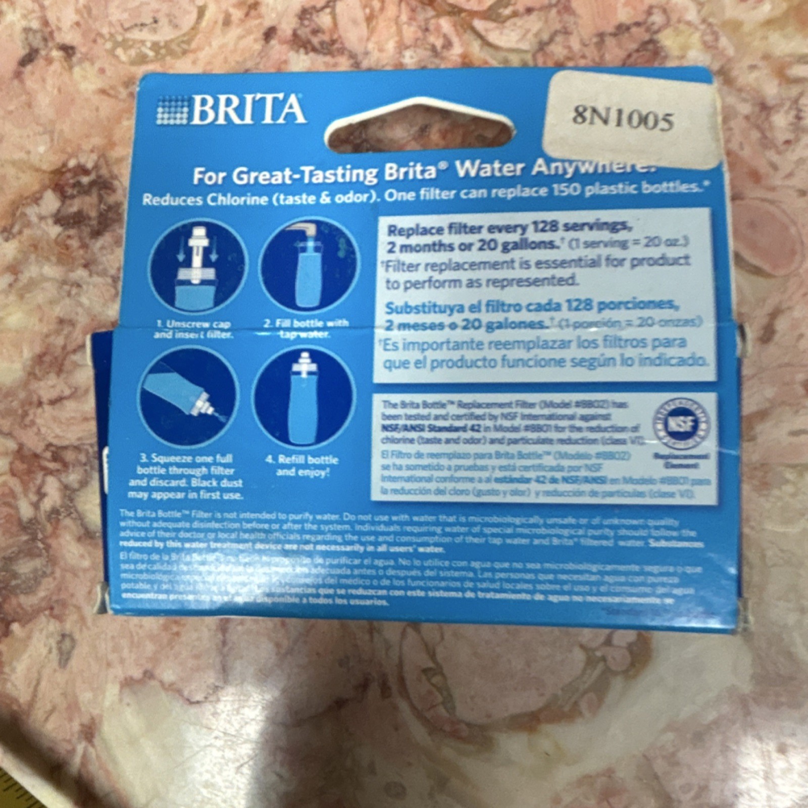 BRITA Bottle Replacement Water Filters 2-Pack Carbon 20 gal Model/MPN 8N1005