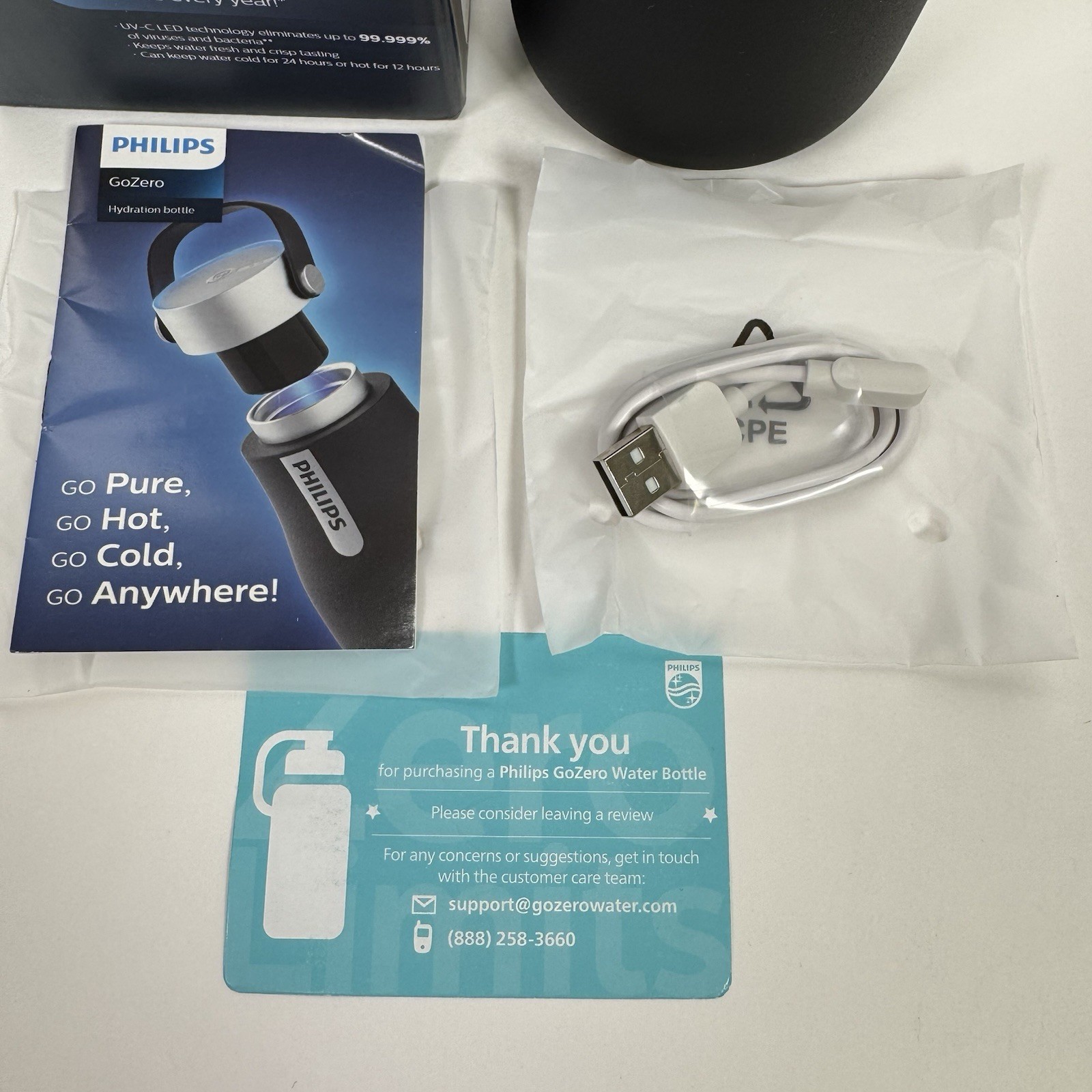 Philips Water GoZero UV Self-Cleaning Smart Water Bottle Vacuum Stainless Steel