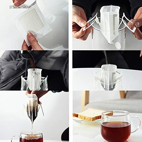 Ayevision 50Pcs Portable Coffee Filter Paper Bag Hanging Ear Drip White