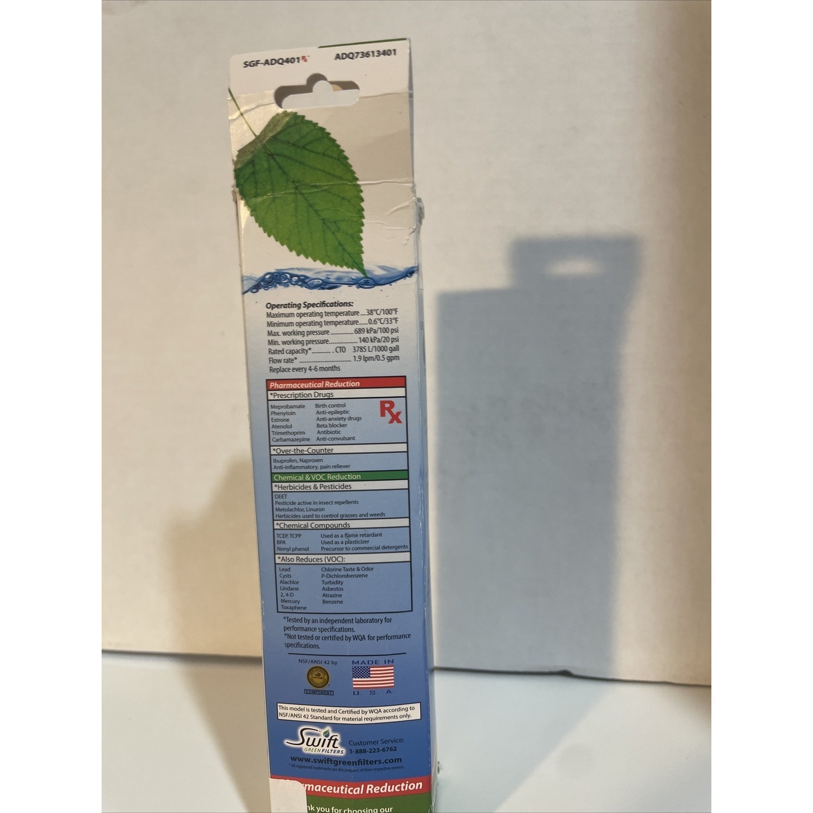 Swift Green SGF-ADQ401 Rx Replacement refrigerator Water Filter, NEW