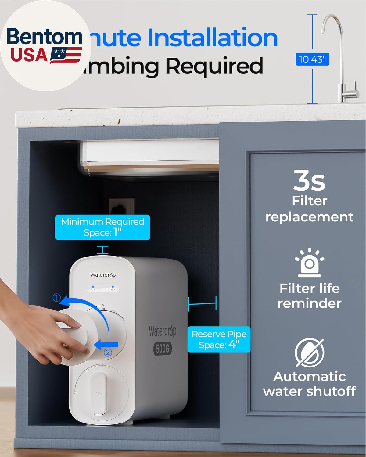 G5P500 Reverse Osmosis Water Filter, NSF/ANSI 58 & 372 Certified, 7 Stage Revers