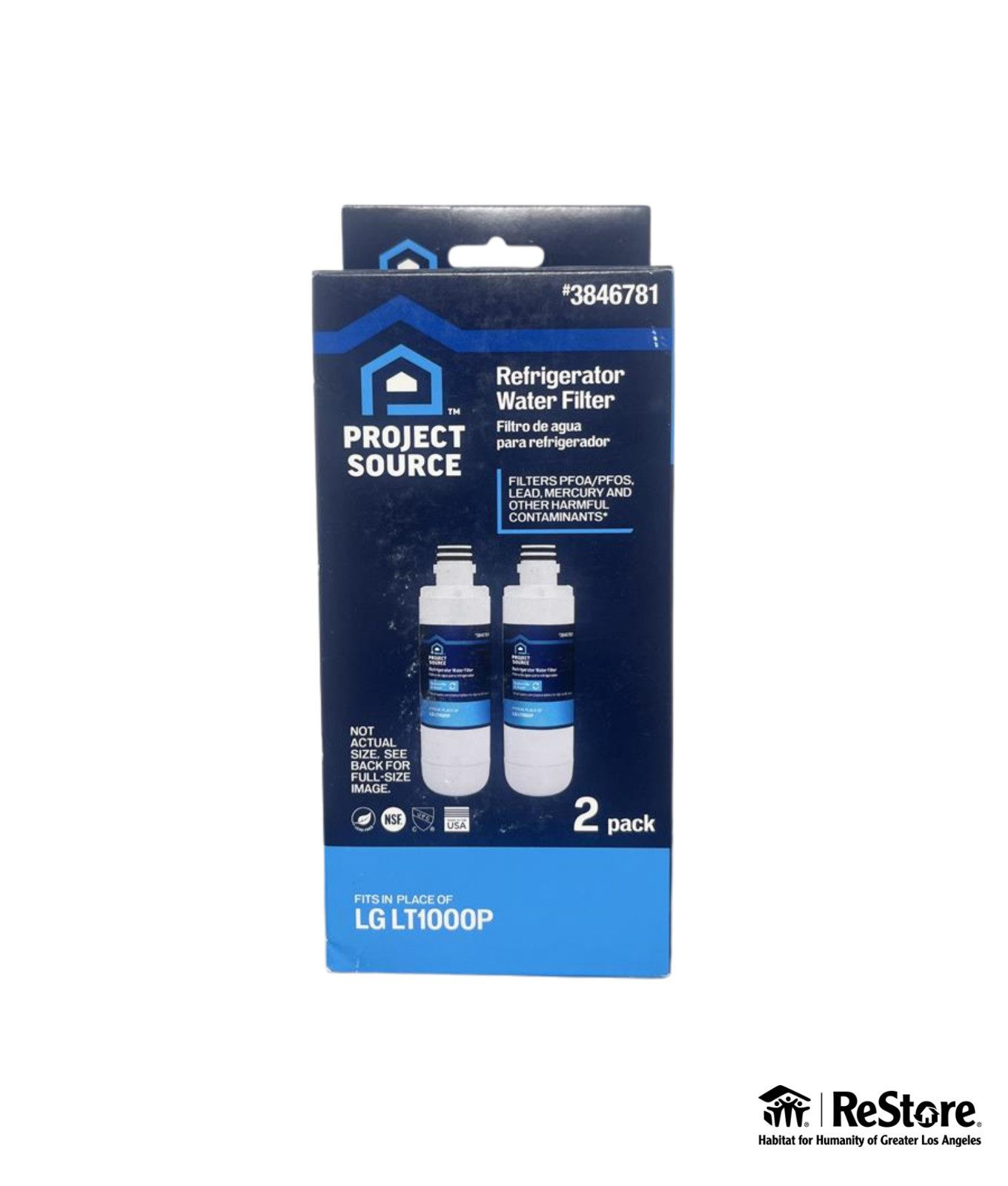 Project Source Twist-in Refrigerator Water Filter L-5-2 Fits LG LT1000P 2 -Pack