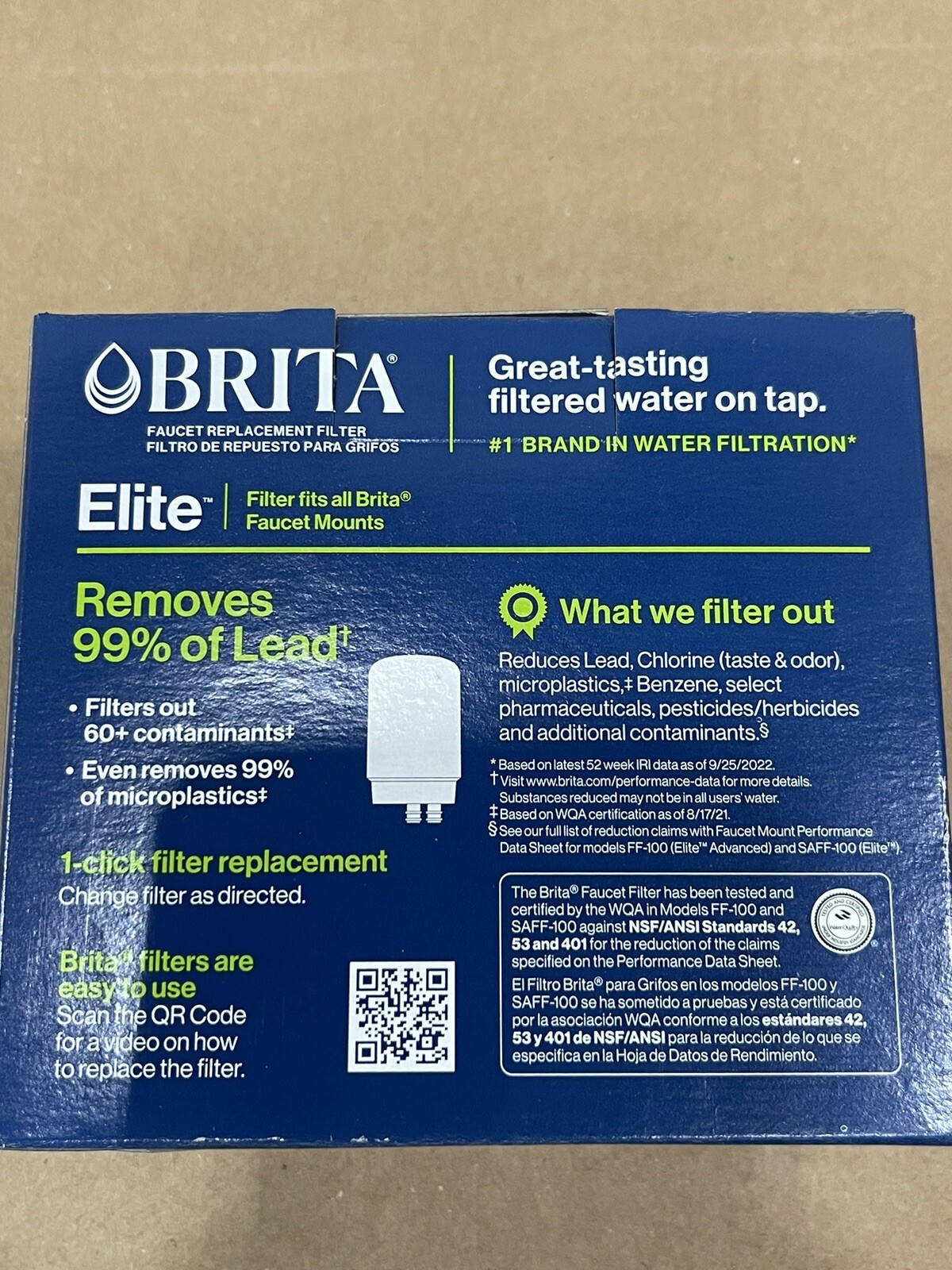 NEW BRITA Faucet Elite Chrome Replacement Filter 2-Pack Remove 99% of Lead