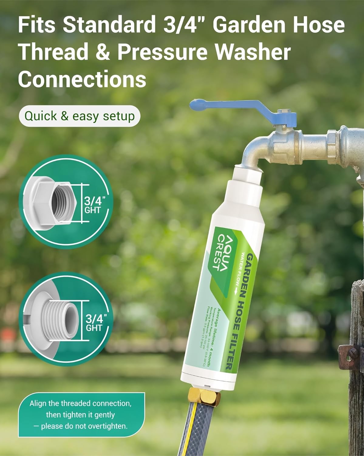 AQUA CREST Garden Hose Water Filter, for Organic Gardening, Farming and Pets(4)