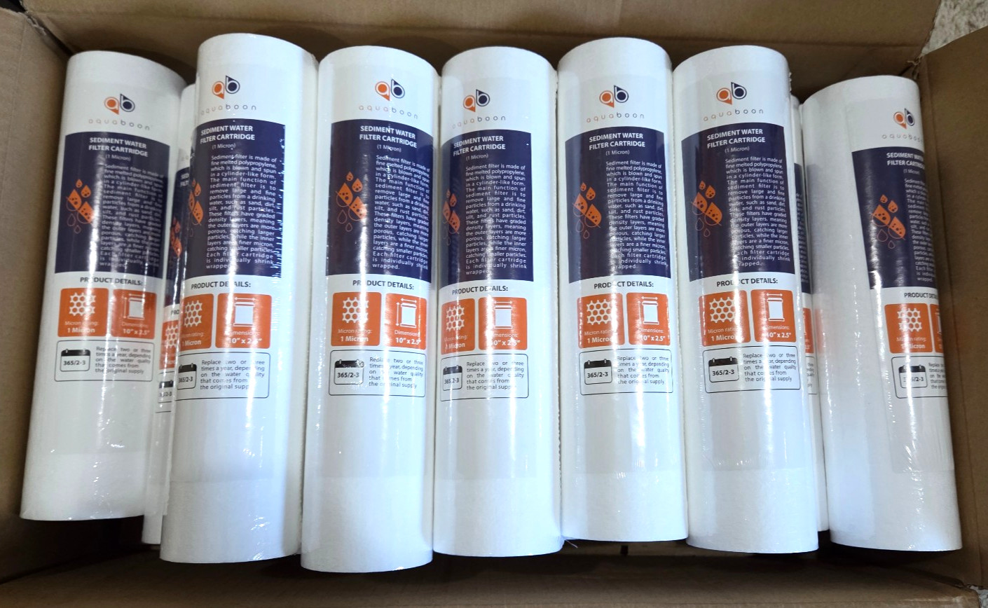 21-PACK 1 Micron Sediment Water Filter Cartridges Standard 10×2.5″ by Aquaboon
