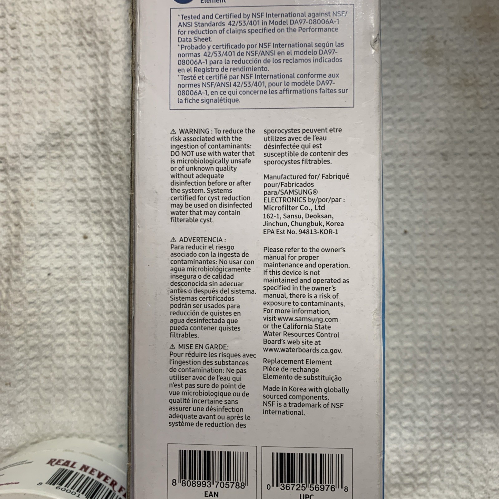 1 PACK Genuine Samsung DA29-00020B HAF-CIN/EXP-REFRIGERATOR Water Filter,USA