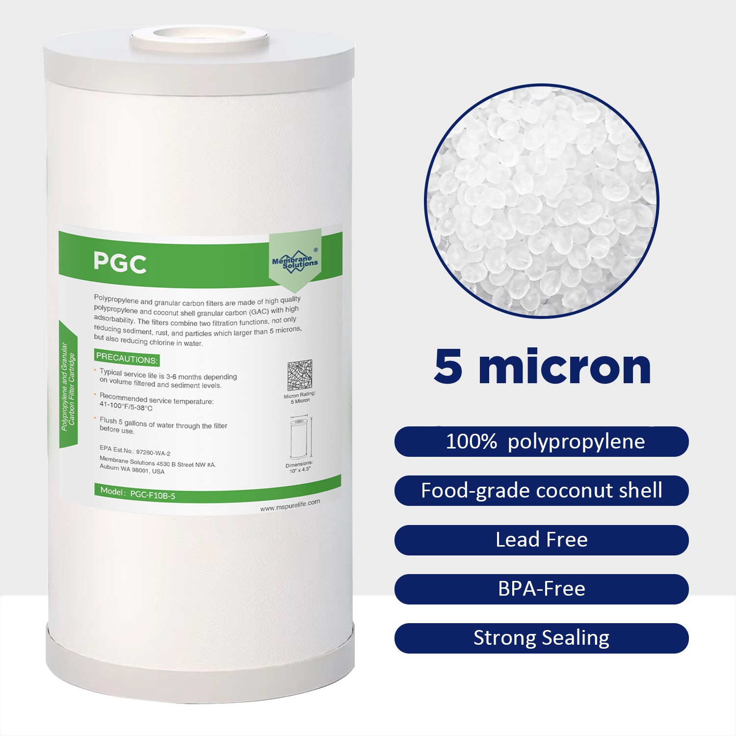 1-8 Pack 10×4.5″ Whole House 5 Micron Sediment Coconut Carbon Block Water Filter