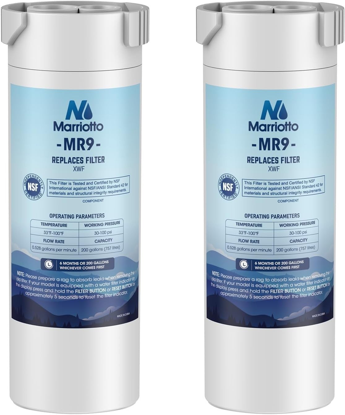 2-Pack XWF Water Filters Compatible with GE French-Door Models – Lead & BPA Free