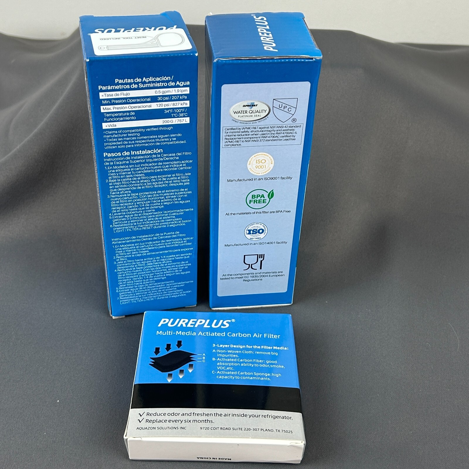 PurePlus RWF4700AC Water Filter 2 Pack And AF004 Carbon Air Filter 3 Pack