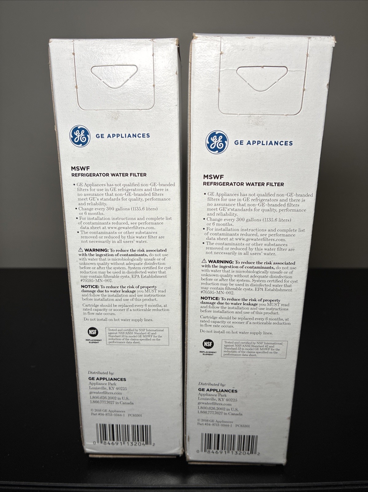 GE MSWF refrigerator water filter replacement SmartWater filter 2PACK (NEW)