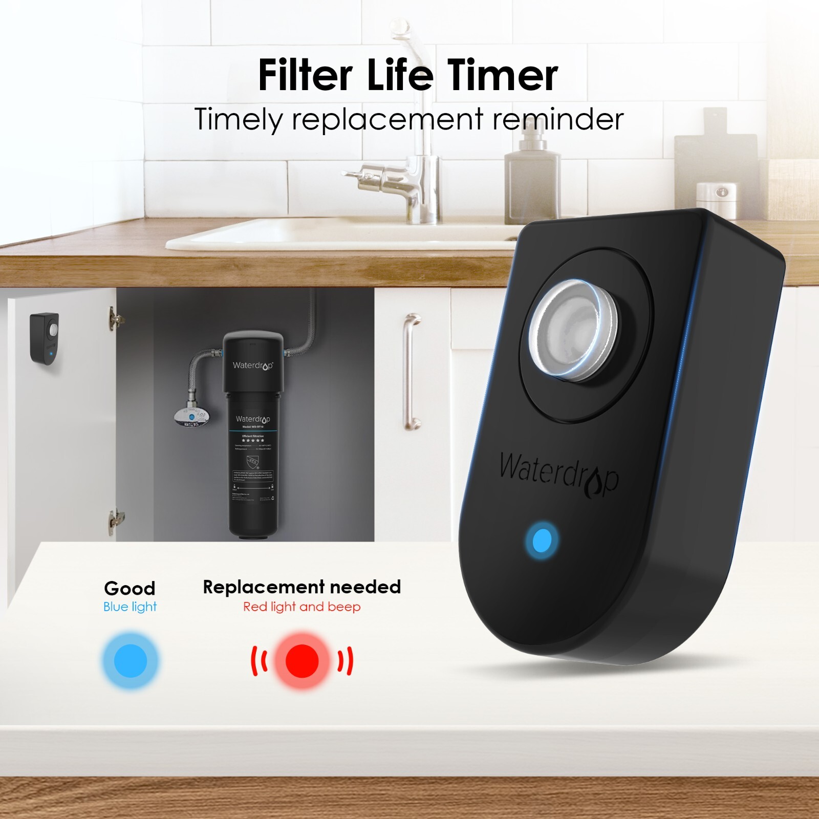 Waterdrop 10UA Under Sink Water Filter System With RF10 Water Filter, 8000 GAL