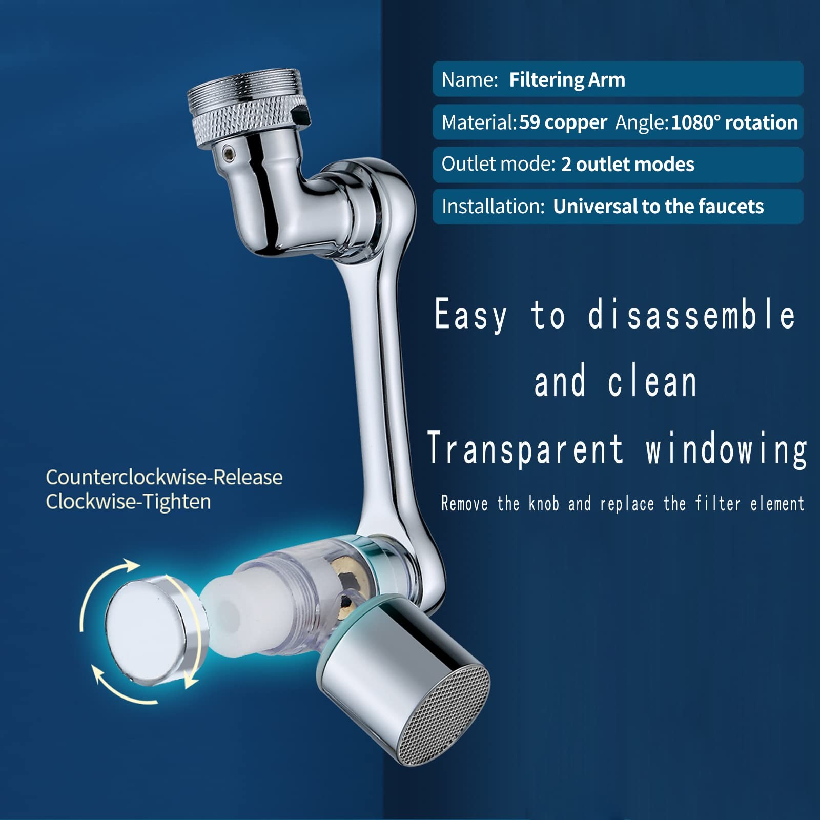 1080° Rotating Filter Faucet Extender,PP Cotton Filter Faucet, Universal Spla…